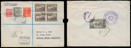 ANDORRA. 1953 (12 Mayo). A La Vieja - UK. Sobre Certificado Franqueo Multiple Incl 1 Pta Bloque + Tarifa 5 Ptas 75c. - Other & Unclassified