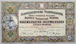 SUISSE - Billet De 5 Franken. 22-02-51. TTB+ - Suiza