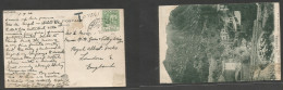 ANDORRA. 1930 (1 Sept) Les Escaldes - UK, Englet. Fkd Ppc. 10 Cms Green, Tied Cds + Taxed T 0,13 1/2 Gold. Fine And Scar - Otros & Sin Clasificación