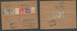 ANDORRA. 1953 (13 Abr) A. La Vieja - Barcelona, S. Adrian De Besos (15 Apr) Sobre Franqueo Multiple Certificado, Tarifa  - Altri & Non Classificati