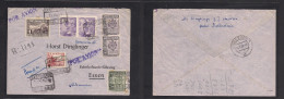 ANDORRA. 1952 (23 Julio) A La Vieja - Alemania, Essen (26 Julio) Sobre Certificado Via Aerea Uso Mixto España Y Andorra  - Other & Unclassified