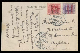 ANDORRA. 1929 (25 Sept). A La Vieja - Inglaterra. TP Circulada Con Sellos 5c + 25c, Mat Fechador. Tarifa 25c. Prec Y Muy - Other & Unclassified