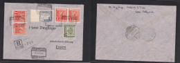 ANDORRA. 1953 (20 Aug) A La Vieja - Essen, Alemania (25 Aug) Sobre Certificado Franqueo Multiple Via Aerea Tarifa 4,50 P - Other & Unclassified