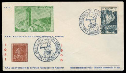 ANDORRA. 1956 (16 Junio). Of Francesa. 25 Amir. Correo Frances. Bonito Sobre. - Otros & Sin Clasificación