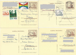 Poland Postcard (2107) Set4+: Used Cp 316 S.66.XII+68.VII+71.IV+72.I Yacht In Masuria Sun (postal Circulation) - Stamped Stationery