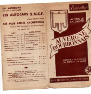 Dépliant  4 Parties Horaire Des Trains Au Départ De Paris Auvergne Bourbonnais Avant Destruction - Eisenbahnverkehr