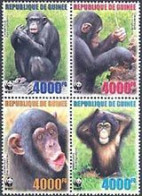 GUINEE 2006 - W.W.F. - Chimpanzee - 4 V. - Chimpanzés