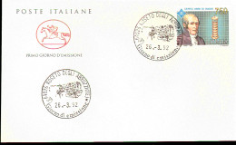 1992 BUSTA CON ANNULLO FDC Centenario Della Radio. 2ª Serie. Alessandro Volta (1745-1827), Fisico. - Fysica