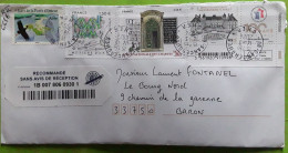 Lettre Recommandée SANCERGUES Cher,timbre Cité Universitaire PARIS,Ecole Des Chartes,Vitrail,cigogne Lacs Forêt D'Orient - Storia Postale