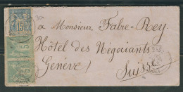 FRANCE 1898 N° 101 & 106 Paire  Obl. S/Lettre C à D De Olonzac Pour La Suisse - 1898-1900 Sage (Type III)