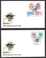 VIETNAM. N°2394-9 De 2012 Sur 2 Enveloppes 1er Jour. Pagodes. - Buddismo