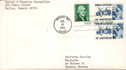 USA ETATS UNIS LETTRE FDC 1970 VOTE DES FEMMES - 1961-1970