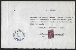 Receipt From Teatro Sá Da Bandeira, Porto To Empresa Teatral Avenida For Renting The Theater In 1956. Recibo Do Teatro S - Portugal