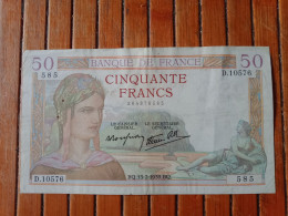 France - Billet De 50 Francs -Ceres - 13-7-1939 - 50 F 1934-1940 ''Cérès''