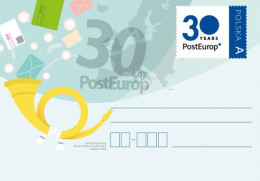 Poland - 2023 - 30 Years Of PostEurop - Postcard With Printed Stamp - Stamped Stationery