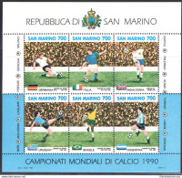 1990 San Marino "Campionati Mondiali Di Calcio Italia 90" Bf 44 MNH** - Blocks & Sheetlets