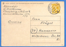 Allemagne Bizone - 1945 - Carte Postale De Flensburg - G30689 - Brieven En Documenten