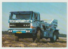 Ansichtkaart-postcard DAF: Turbotwin DAF Eindhoven (NL) Paris-dakar 1986 - Transporter & LKW