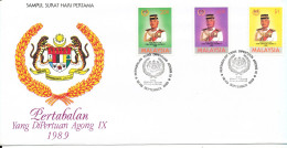 Malaysia FDC 18-9-1989 Biro Peminat Setem Kuala Lumpur Pertabalan Yang DiPertuan Agong IX 1989 With Cachet - Malaysia (1964-...)