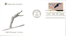 USA ETATS UNIS FDC 1980 JEUX OLYMPIQUES - SAUT A SKI - 1981-1990