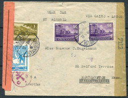 1944 Turkey Istanbul Bebek Airmail Censor Cover Engelmann - Northampton Mass. USA Via Cairo / Lagos - Covers & Documents