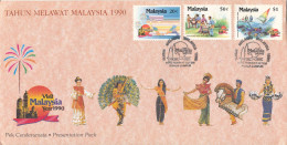 Malaysia FDC 1-1-1990 Visit Malaysia 1990 Complete Set Of 3 With Cachet - Malaysia (1964-...)