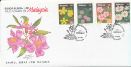 Malaysia FDC 12-3-1990 Complete Set Of 4 Wild Flowers Of Malaysia With Cachet - Malaysia (1964-...)