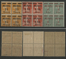 01276*FRANCE*MEMEL*SET OF THREE BLOCKS OF FOUR POSTAGE STAMPS - Unused Stamps