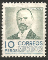 608 Mexico 1952 10 Pesos Madero No Gum Sans Gomme (MEX-152) - Mexico