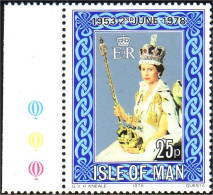 590 Man 25th Coronation QEII Couronnement Tricolore Gauche Left MNH ** Neuf SC (MAN-20a) - Man (Ile De)