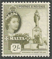 589 Malta Malte 1956 2sh Olive Green Very Fine MLH * Neuf CH Légère (MLT-165) - Malte
