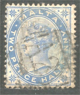 589 Malta Malte Reine Queen Victoria Two Pence Half Penny Blue Bleu (MLT-171) - Malte