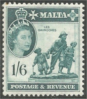 589 Malta Malte 1956 1sh 6p Green Very Fine MLH * Neuf CH Légère (MLT-164) - Malte