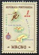 586 Macao Macau Carte De L'ile De Macau Island Map MH * Neuf CH (MAC-5) - Inseln