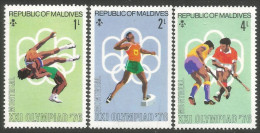 612 Iles Maldives Lutte Wrestling Shot Put Field Hockey Gazon MNH ** Neuf SC (MLD-114) - Maldives (1965-...)