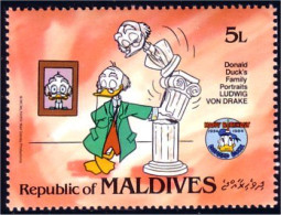 612 Disney Iles Maldives Ludwig Drake Sculpture Statue MNH ** Neuf SC (MLD-85b) - Disney