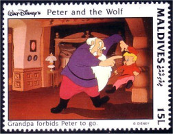 612 Iles Maldives Disney Peter Wolf Pierre Loup Prokofiev MNH ** Neuf SC (MLD-78d) - Cinema