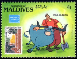 612 Iles Maldives Disney Paul Bunyan Forest Protection Foret Arbre Bois Wood Tree MNH ** Neuf SC (MLD-67c) - Trees