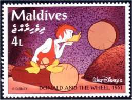 612 Iles Maldives Disney Donald Cutting Wheel In Tree Coupe Roue Arbre MNH ** Neuf SC (MLD-47a) - Malediven (1965-...)