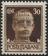 RSIBA10N - 1943 RSI/Base Atlantica, Sass. Nr. 10, Francobollo Nuovo Senza Linguella **/ - Emisiones Locales/autónomas