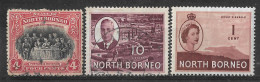 1909-1961 NORTH BORNEO 3 USED STAMPS (Michel # 130,283,313) - Noord Borneo (...-1963)