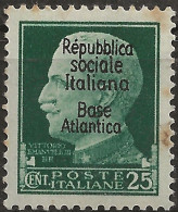 RSIBA27N - 1943 RSI/Base Atlantica, Sass. Nr. 27, Francobollo Nuovo Senza Linguella **/ Segni Di Ossidazione - Lokale/autonome Uitgaven