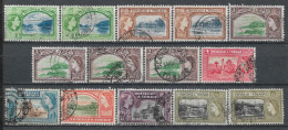 1953 TRINIDAD & TOBAGO SET OF 14 USED STAMPS (Michel # 155-158,160-163) CV €4.20 - Trinidad & Tobago (...-1961)