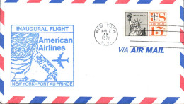 USA ETATS UNIS VOL INAUGURAL AMERICAN AIRLINES 747 NEW YORK-PORT AU PRINCE 1971 - Schmuck-FDC