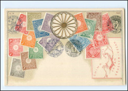 V2158/ Japan Briefmarken Litho Prägedruck AK Ca.1905 - Briefmarken (Abbildungen)