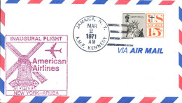 USA ETATS UNIS VOL INAUGURAL AMERICAN AIRLINES 747 NEW YORK-ARUBA 1971 - Schmuck-FDC