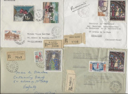 LOT DE 4 LETTRES RECOMMANDEES AVEC AFFRANCHISSEMENTS DIVERS 1962-1967 - 1961-....