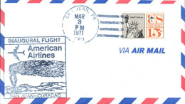 USA ETATS UNIS VOL INAUGURAL AMERICAN AIRLINES 747 NEW YORK-CURACAO 1971 - Sobres De Eventos