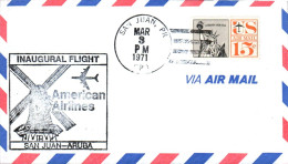USA ETATS UNIS VOL INAUGURAL AMERICAN AIRLINES 747 NEW YORK-ARUBA 1971 - Schmuck-FDC