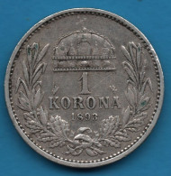 HUNGARY 1 KORONA 1893 KM# 484 Argent 835‰ Silver Franz Joseph I FERENCZ JÓZSEF I - Hongrie